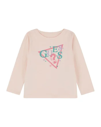Bluza cu decolteu la baza gatului si imprimeu logo, Piersica