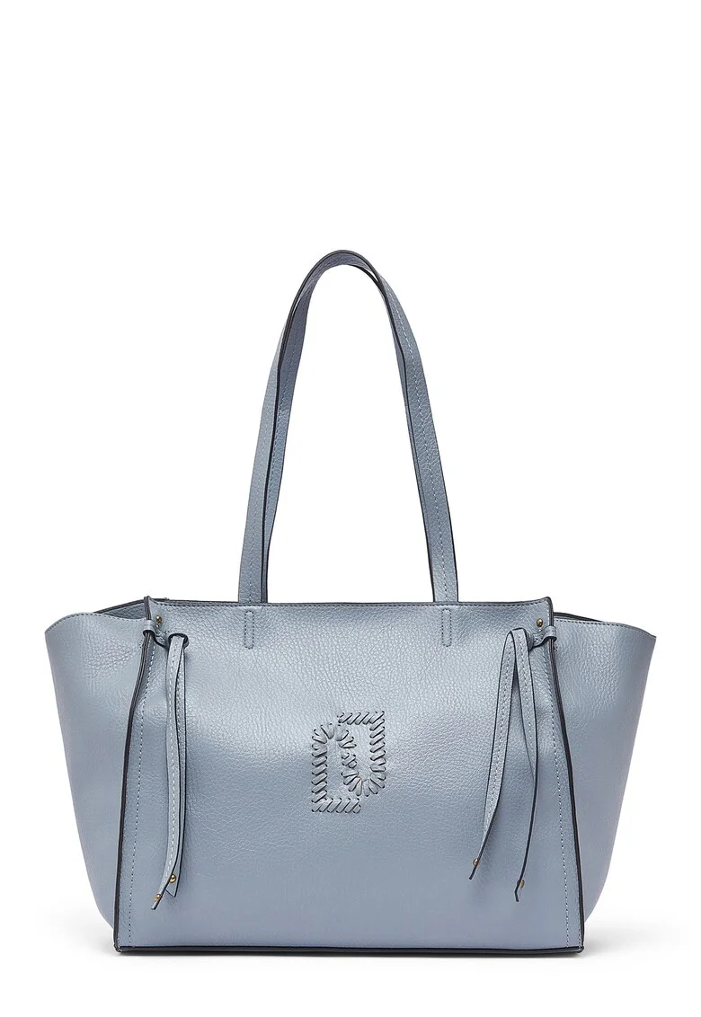 Geanta shopper din piele ecologica, Albastru deschis
