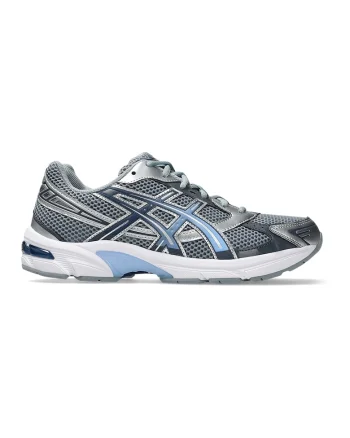Pantofi sport din plasa cu garnituri din material sintetic Gel-1130, Alb/Albastru deschis/Argintiu