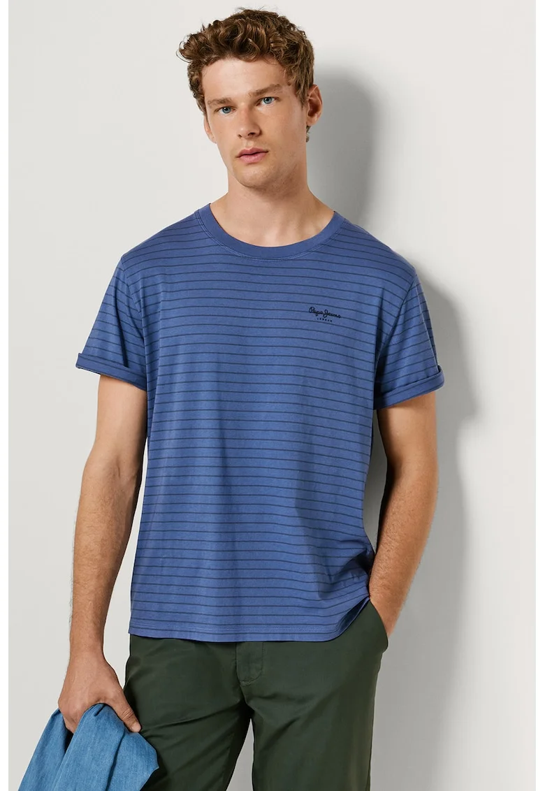 Tricou cu dungi Jacko, Albastru ultramarin/Albastru paun