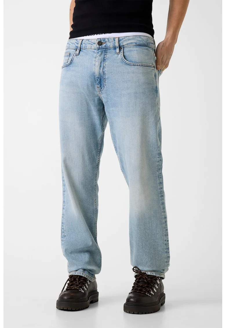Blugi relaxed fit cu croiala dreapta, Albastru deschis