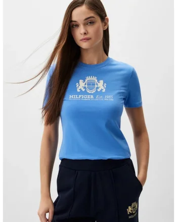 Tricou cu imprimeu logo si decolteu la baza gatului