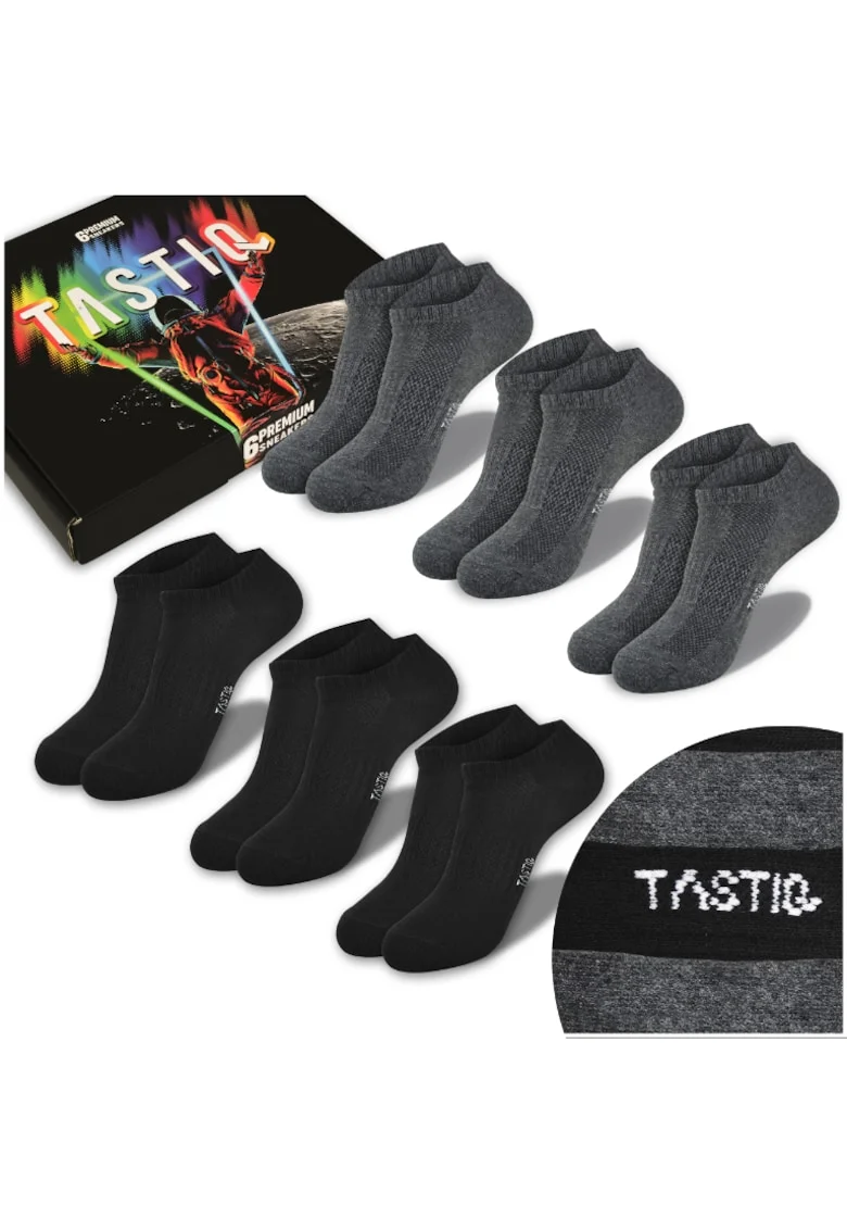 Set 6 Perechi Sosete Barbati,  Bumbac, Black Mix, Marime