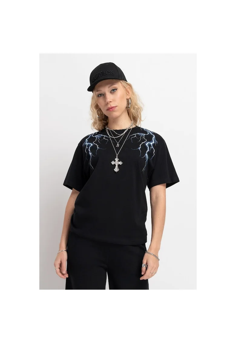 Tricou lejer cu decolteu la baza gatului din bumbac,