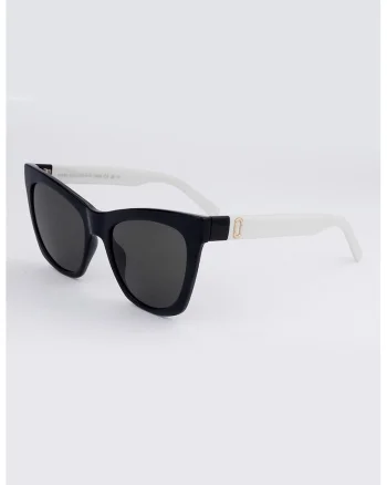 Ochelari de soare cat-eye cu lentile in degrade, Alb/Negru