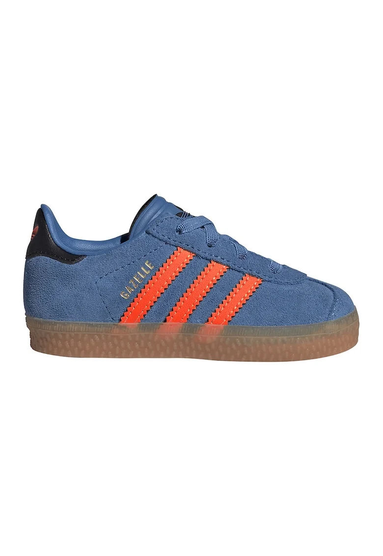 Pantofi sport Gazelle low-cut de piele intoarsa, Negru/Albastru inchis/Portocaliu mandarina