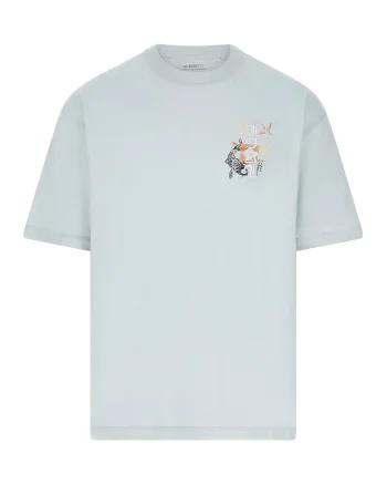 Tricou lejer de bumbac cu imprimeu, Verde menta