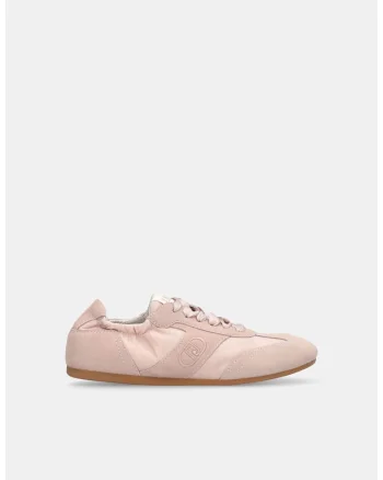 Pantofi sport low cu garnituri din piele intoarsa, Roz prafuit