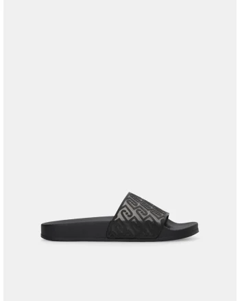 Papuci cu model monograma, Negru