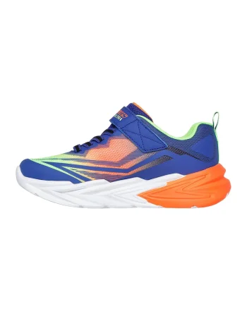 Pantofi sport de piele ecologica cu model grafic, Portocaliu/Albastru