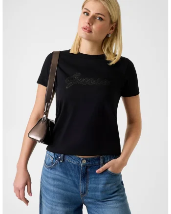 Tricou de bumbac cu imprimeu logo, Negru