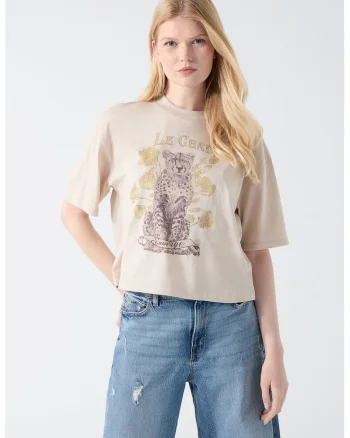 Tricou din bumbac cu imprimeu, Alb/Negru