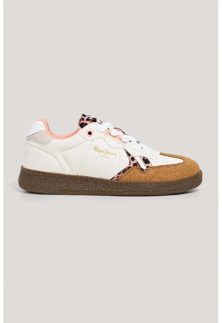 Pantofi sport cu detalii animal print, Negru/Roz deschis/Caramel/Alb murdar