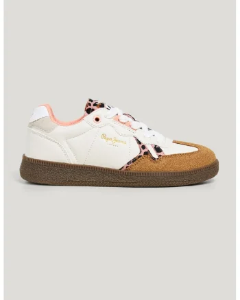 Pantofi sport cu detalii animal print, Negru/Roz deschis/Caramel/Alb murdar