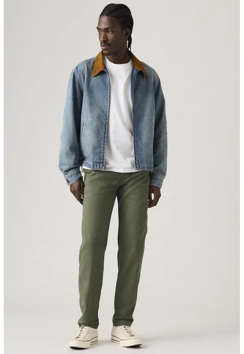 Pantaloni chino din amestec de in si bumbac, Verde aquamarin