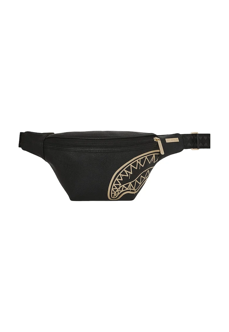 Borseta de piele ecologica cu imprimeu, Auriu/Negru