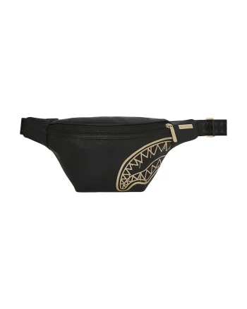 Borseta de piele ecologica cu imprimeu, Auriu/Negru
