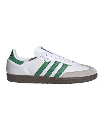 Pantofi sport din piele cu garnituri din piele intoarsa Samba, Alb optic/Verde aquamarin