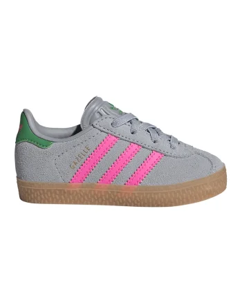 Pantofi sport Gazelle din piele intoarsa si piele, Gri/Roz deschis/Verde feriga