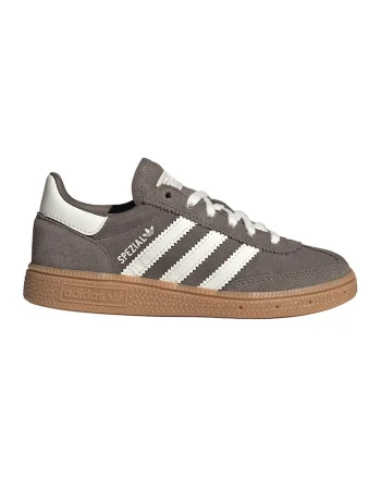 Pantofi Spezial din piele intoarsa pentru handbal, Maro taupe/Alb optic