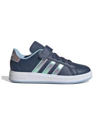 Pantofi sport din piele ecologica cu velcro Grand Court, Albastru petrol