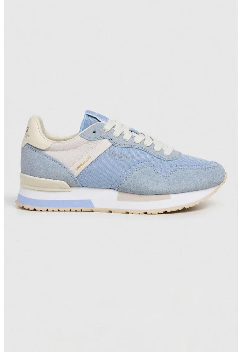 Pantofi sport low-cut cu garnituri de piele intoarsa, Albastru prafuit/Albastru lavanda/Bej deschis