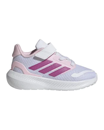 Pantofi sport Run Falcon 5 din material textil cu velcro, Alb/Roz zmeuriu/Roz pal