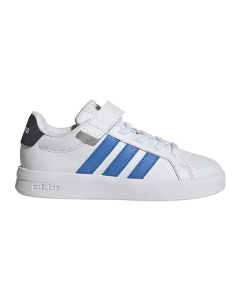 Pantofi sport Grand Court 3.0 de piele ecologica cu sireturi elastice, Alb/Albastru pastel