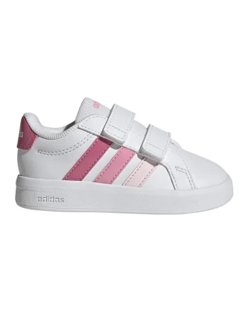 Pantofi sport Grand Court 3.0 de piele ecologica cu benzi velcro, Alb/Roz