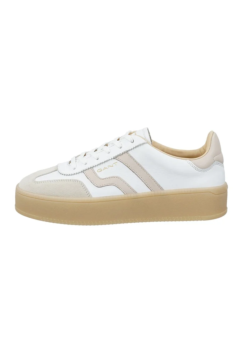 Pantofi sport din piele cu garnituri din piele intoarsa Cuzmani, Gri deschis/Alb optic