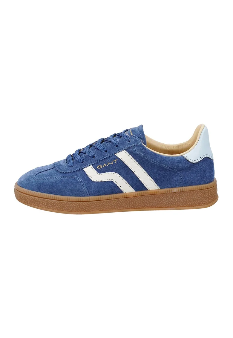 Pantofi sport din piele intoarsa cu garnituri contrastante din piele Cuzima, Alb/Albastru