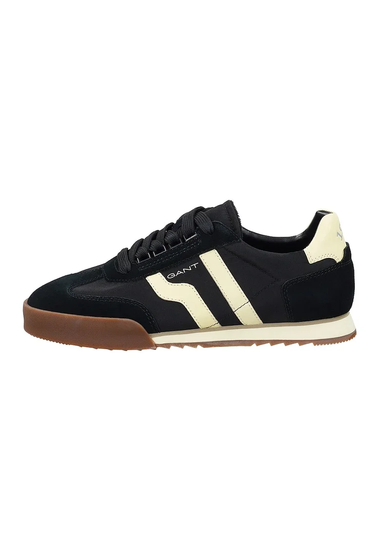 Pantofi sport din piele intoarsa cu garnituri din material textil Baylle, Negru/Crem