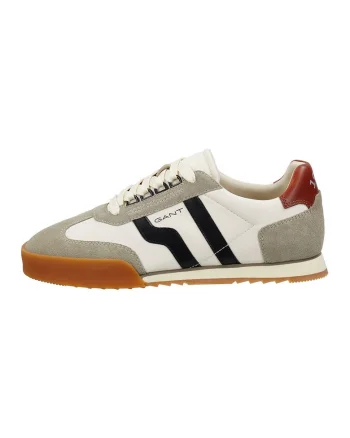 Pantofi sport din piele intoarsa cu garnituri din material textil Baylle, Alb/Negru/Bej