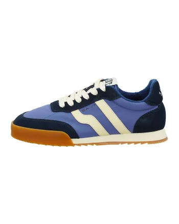 Pantofi sport din piele intoarsa cu garnituri din material textil Baylle, Alb fildes/Albastru deschis/Bleumarin