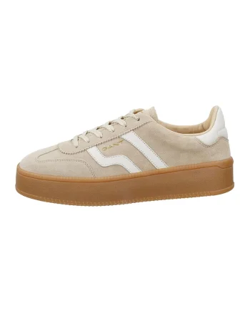Pantofi sport din piele intoarsa cu talpa flatform Cuzmani, Alb/Bej