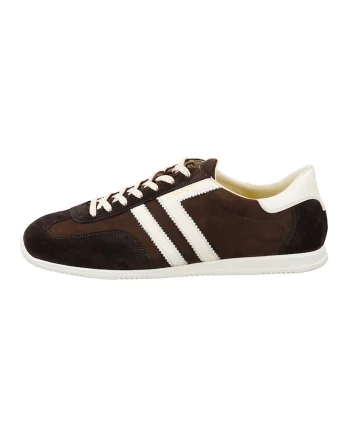 Pantofi sport low-cut din piele intoarsa Spear Club, Alb/Maro inchis