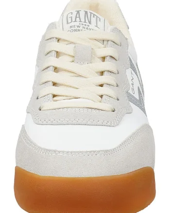 Pantofi sport din piele Beylana, Alb/Gri deschis