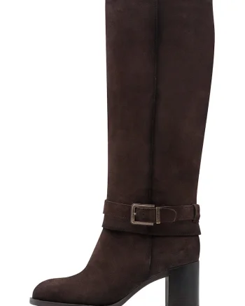 Cizme cu segmente de piele, Maro cognac