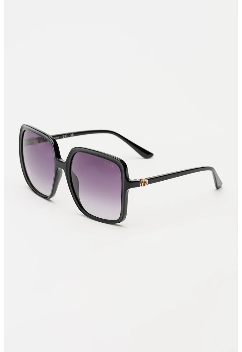 Ochelari de soare patrati cu lentile cu aspect in degrade, Negru