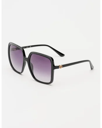 Ochelari de soare patrati cu lentile cu aspect in degrade, Negru