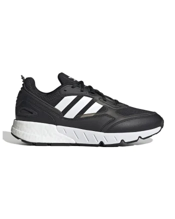 Pantofi sport din plasa si piele ecologica cu logo Zx 1K Boost, Alb/Negru