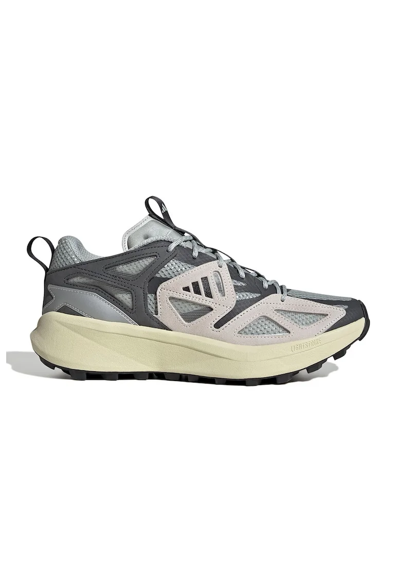 Pantofi sport wedge cu garnituri de piele intoarsa Kantai, Alb fildes/Gri