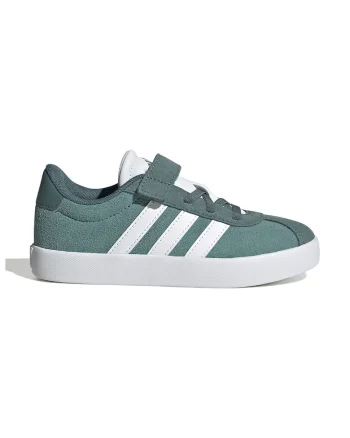 Pantofi sport VL Court 3.0 de piele intoarsa cu velcro, Alb/Verde persan
