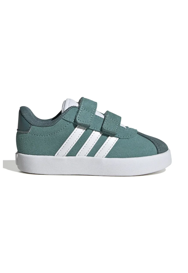 Pantofi sport Court 3.0 de piele intoarsa cu velcro, Alb/Verde persan