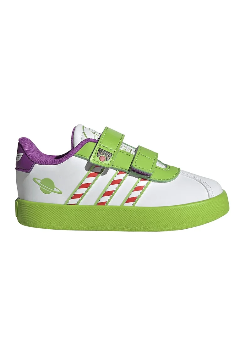 Pantofi sport VL Court 3.0 din piele ecologica cu imprimeu desene animate, Alb/Verde deschis