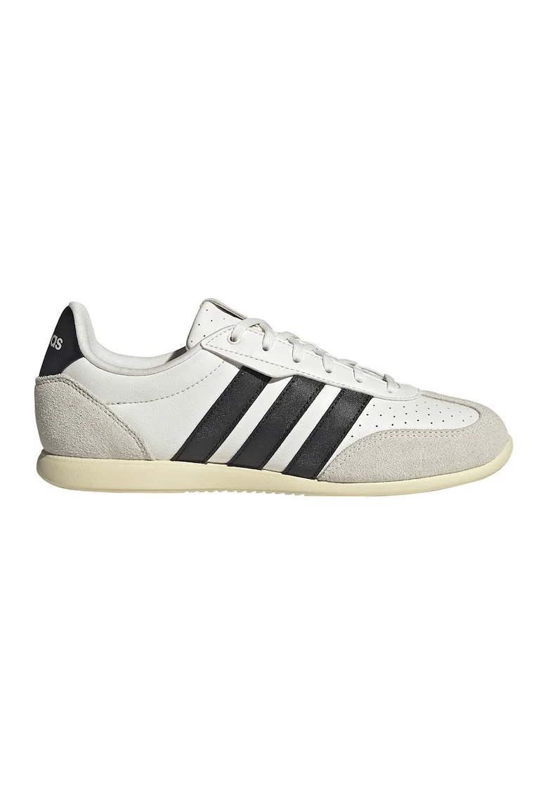 Pantofi sport Barred low-cut din piele, Alb/Negru/Crem