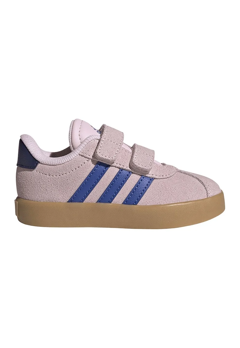 Pantofi sport Court 3.0 de piele intoarsa cu velcro, Albastru royal/Roz prafuit/Bleumarin