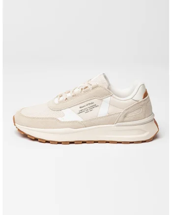 Pantofi sport cu insertii din piele intoarsa, Bej deschis