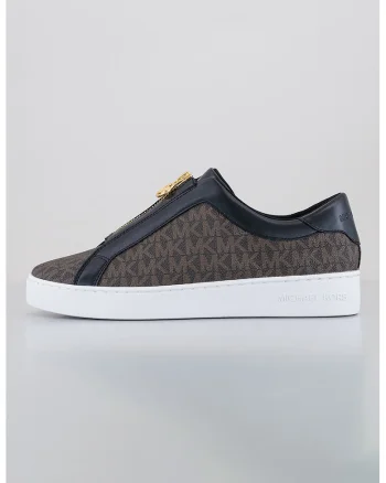 Pantofi sport cu model si garnituri de piele ecologica, Negru/Maro