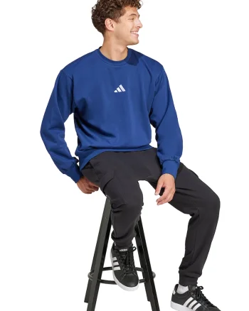 Bluza de trening din amestec de bumbac Feelcozy, Alb/Albastru inchis